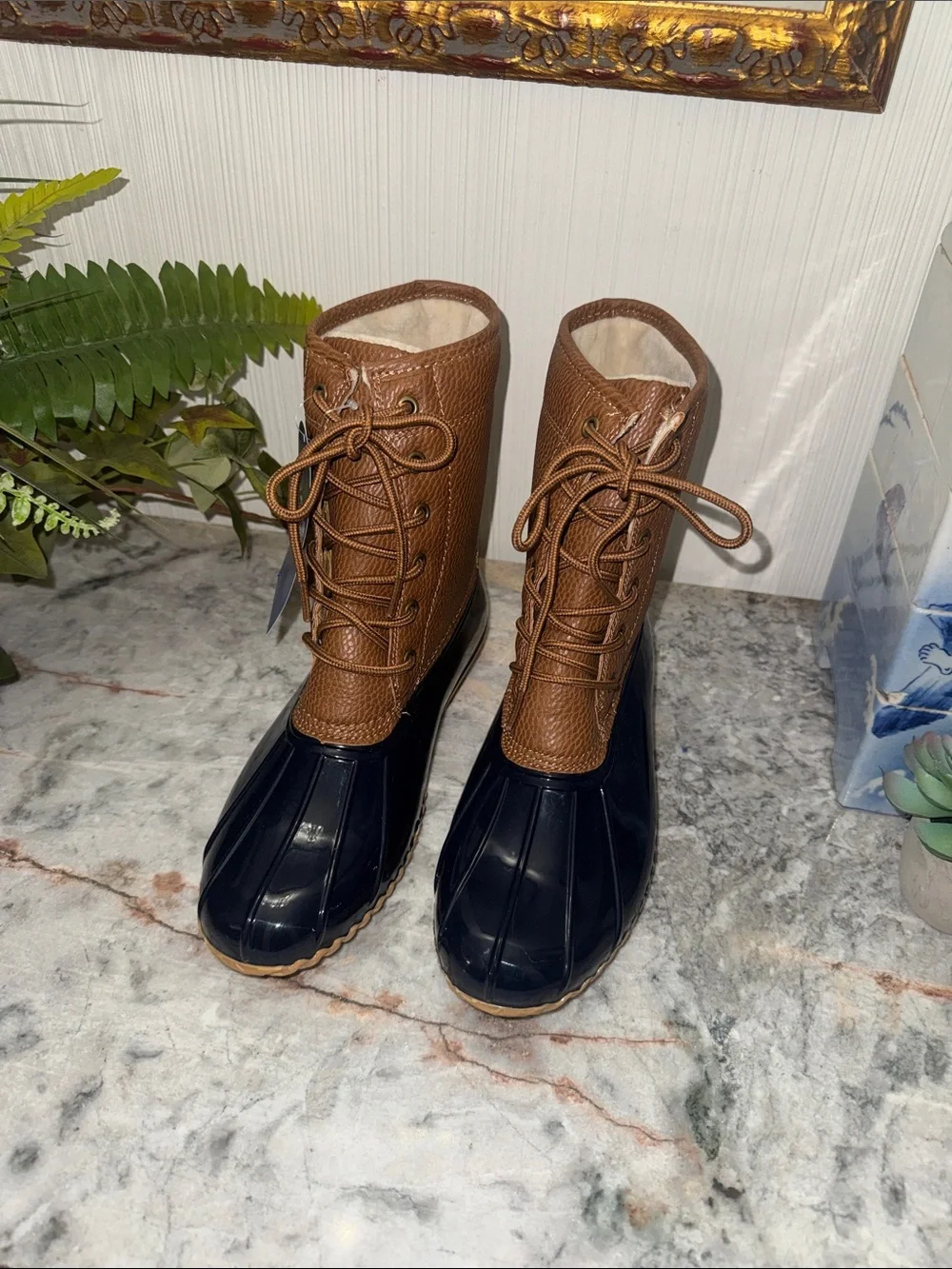 Waterproof Lace-Up Duck Boots